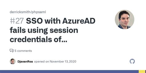SSO with AzureAD fails using session credentials of.